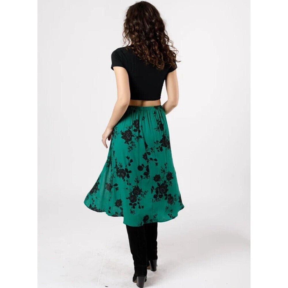 New Band of the Free Skirt Medium Midi Emarald Black Slit